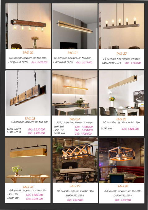Đèn thả gỗ tự nhiên TAG 20, TAG 21, TAG 22, TAG 23, TAG 24, TAG 25, TAG 26, TAG 27, TAG 28