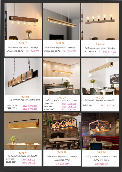 Đèn thả gỗ tự nhiên TAG 20, TAG 21, TAG 22, TAG 23, TAG 24, TAG 25, TAG 26, TAG 27, TAG 28