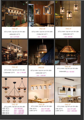 Đèn thả gỗ tự nhiên TAG 29, TAG 30, TAG 31, TAG 32, TAG 33, TAG 34, TAG 35, TAG 36, TAG 37