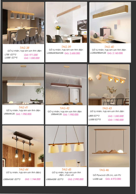Đèn thả gỗ tự nhiên TAG 38, TAG 39, TAG 40, TAG 41, TAG 42, TAG 43, TAG 44, TAG 45, TAG 46