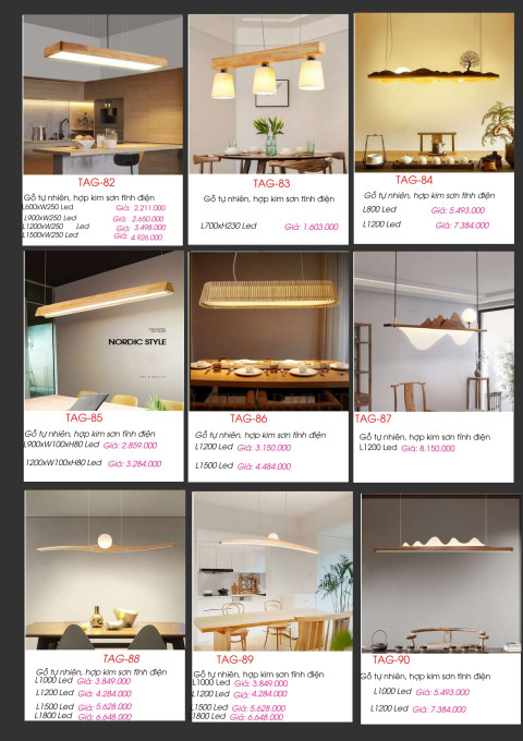 Đèn thả gỗ tự nhiên TAG-82, TAG-83, TAG-84, TAG-85, TAG-86, TAG-87, TAG-88, TAG-89, TAG-90