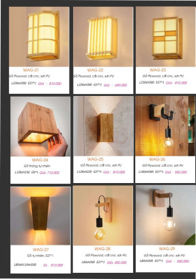 Đèn tường gỗ WAG-21, WAG-22, WAG-23, WAG-24, WAG-25, WAG-26, WAG-27, WAG-28, WAG-29