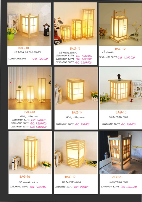Đèn bàn gỗ BAG-10, BAG-11, BAG-12, BAG-13, BAG-14, BAG-15, BAG-16, BAG-17, BAG-18