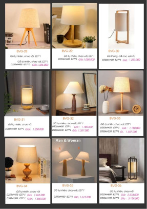 Đèn bàn gỗ BVG-28, BVG-29, BVG-30, BVG-31, BVG-32, BVG-33, BVG-34, BVG-35, BVG-36