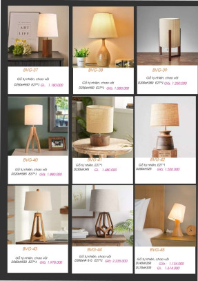 Đèn bàn gỗ BVG-37, BVG-38, BVG-39, BVG-40, BVG-41, BVG-42, BVG-43, BVG-44, BVG-45