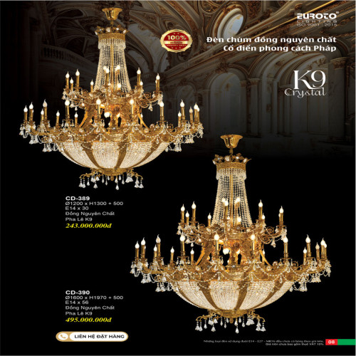 Đèn chùm đồng Euroto CD-389, CD-390