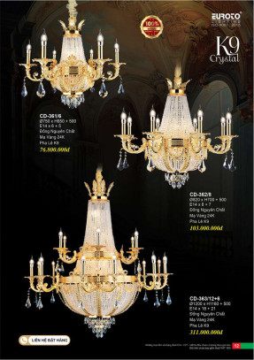 Đèn chùm đồng Euroto CD-361/6, CD-362/8, CD-363/12+6