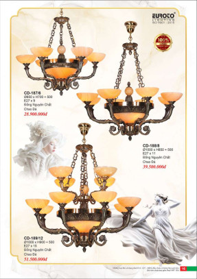 Đèn chùm đồng Euroto CD-187/6, CD-188/8, CD-189/12