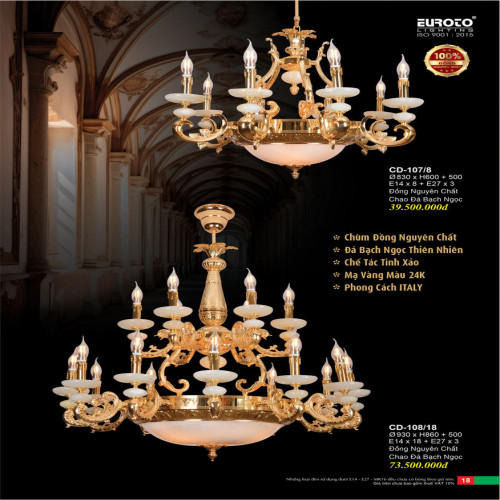 Đèn chùm đồng Euroto CD-107/8, CD-108/18