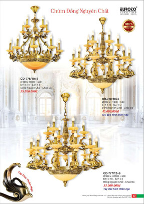 Đèn chùm đồng Euroto CD-776/10+5, CD-780/10+5, CD-777/12+6