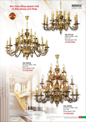 Đèn chùm đồng Euroto CD-101/16, CD-102/30, CD-103/49