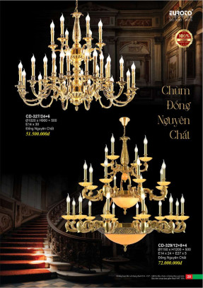Đèn chùm đồng Euroto CD-327/24+6, CD-329/12+8+4