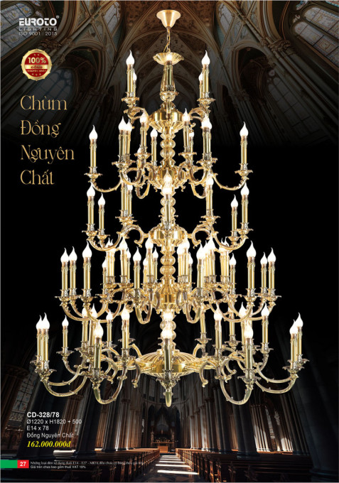 Đèn chùm đồng Euroto CD-328/78