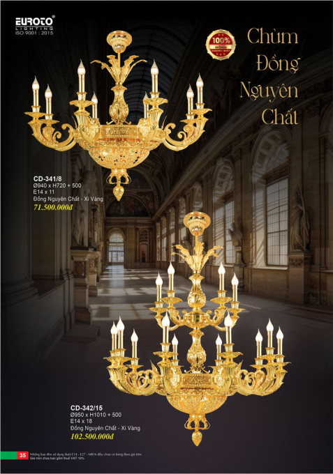 Đèn chùm đồng Euroto CD-341/8, CD-342/15