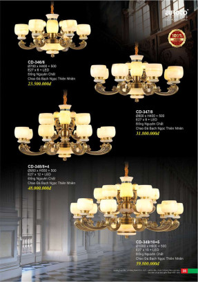 Đèn chùm đồng Euroto CD-346/6, CD-347/8, CD-348/8+4, CD-349/10+5