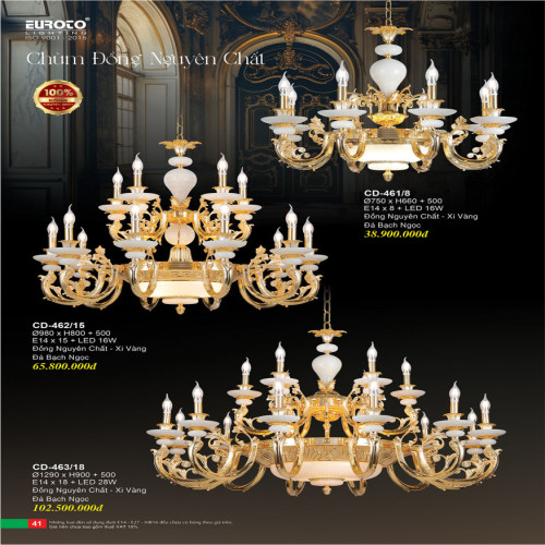 Đèn chùm đồng Euroto CD-461/8, CD-462/15, CD-463/18