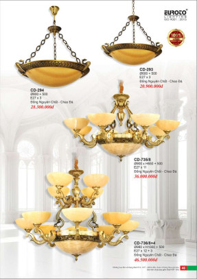 Đèn chùm đồng Euroto CD-293, CD-294, CD-735/8, CD-736/8+4