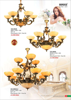 Đèn chùm đồng Euroto CD-354/6, CD-355/8, CD-356/8+4