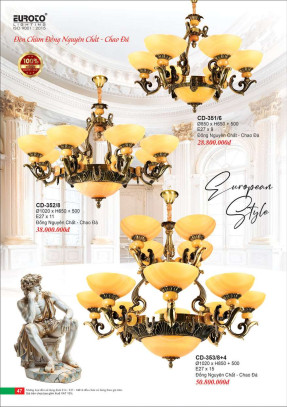 Đèn chùm đồng Euroto CD-351/6, CD-352/8, CD-353/8+4