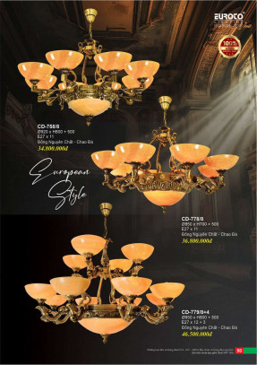 Đèn chùm đồng Euroto CD-758/8, CD-778/8, CD-779/8+4