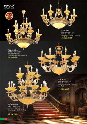 Đèn chùm đồng Euroto CD-357/8, CD-359/8, CD-358/10+5, CD-360/8+4