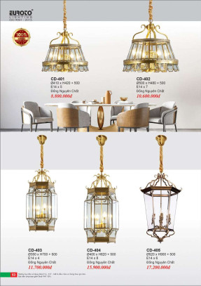 Đèn chùm đồng Euroto CD-401, CD-402, CD-403, CD-404, CD-405