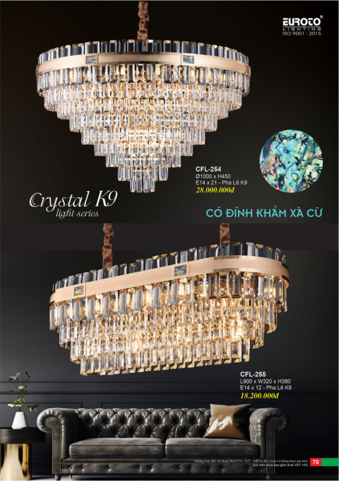 Đèn chùm pha lê Euroto CFL-254, CFL-255