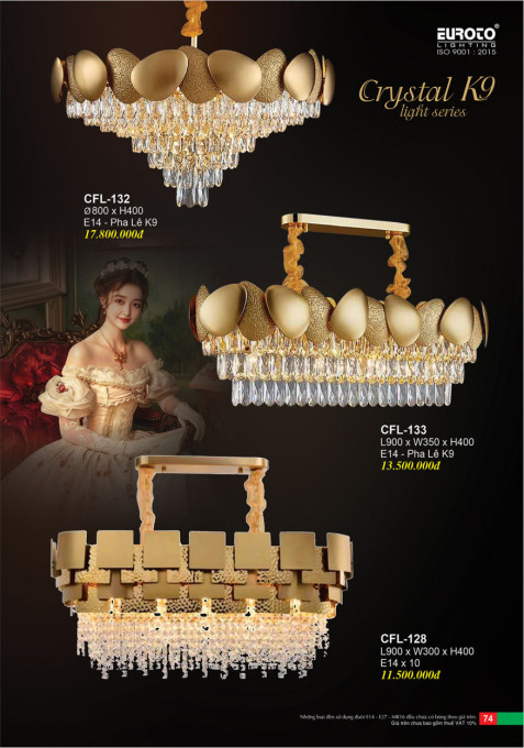 Đèn chùm pha lê Euroto CFL-132, CFL-133, CFL-128