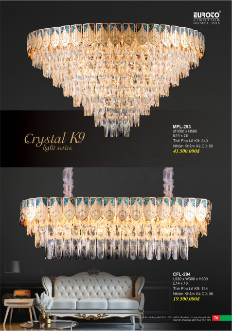 Đèn chùm pha lê Euroto CFL-293, CFL-294