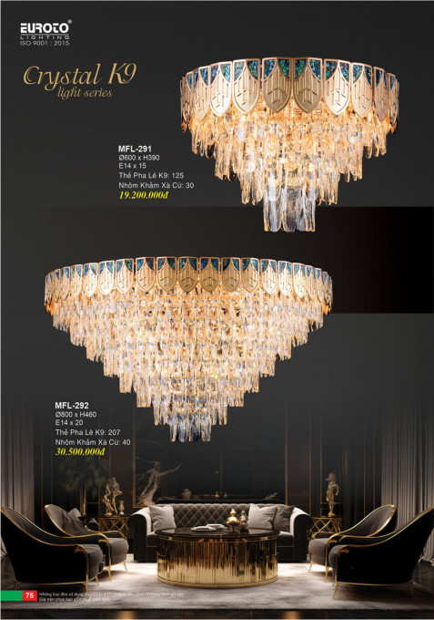 Đèn chùm pha lê Euroto CFL-291, CFL-292