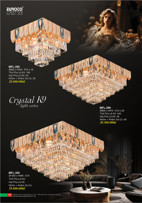 Đèn chùm pha lê Euroto CFL-298, CFL-299, CFL-300