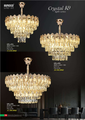 Đèn chùm pha lê Euroto CFL-474, CFL-475, CFL-476