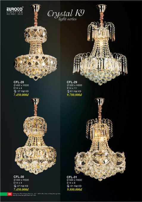 Đèn chùm pha lê Euroto CFL-28, CFL-29, CFL-30, CFL-31