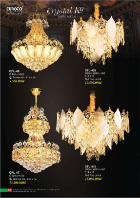 Đèn chùm pha lê Euroto CFL-47, CFL-48, CFL-409, CFL-410