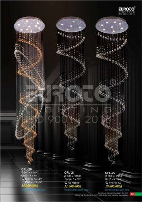 Đèn chùm pha lê Euroto CFL-20, CFL-21, CFL-22