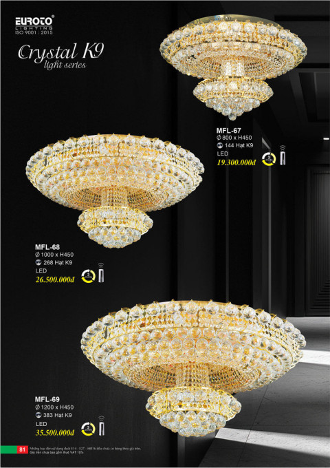 Đèn mâm pha lê Euroto MFL-67, MFL-68, MFL-69