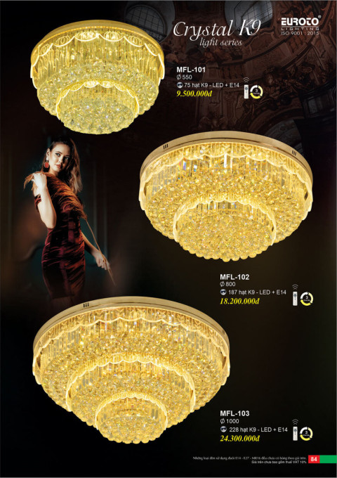 Đèn mâm pha lê Euroto MFL-101, MFL-102, MFL-103
