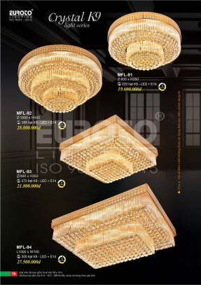 Đèn mâm pha lê Euroto MFL-91, MFL-92, MFL-93, MFL-94