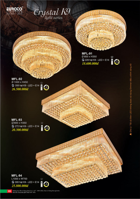 Đèn mâm pha lê Euroto MFL-91, MFL-92, MFL-93, MFL-94