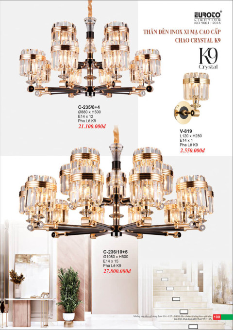 Đèn chùm Euroto C-235/8+4, C-236/10+5, V-819