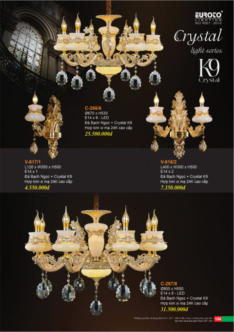 Đèn chùm Euroto C-266/6, C-267/8, VC-817/1, VC-818/2