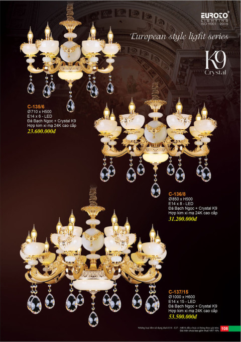 Đèn chùm Euroto C-135/6, C-136/8, C-137/15