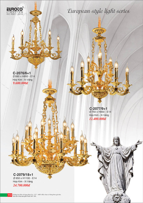 Đèn chùm Euroto C-2076/6+1, C-2077/9+1, C-2079/18+1