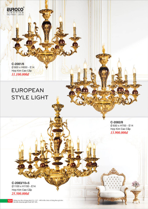 Đèn chùm Euroto C-2081/6, C-2082/8, C-2083/10+5
