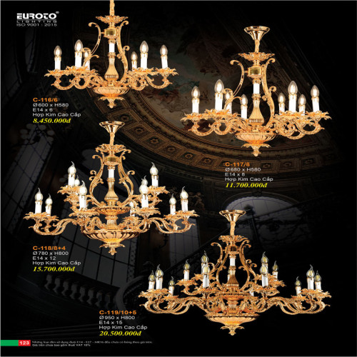 Đèn chùm Euroto C-116/6, C-117/8, C-118/8+4, C-119/10+5