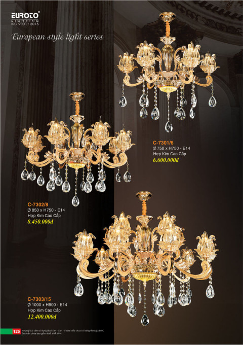 Đèn chùm Euroto C-7301/6, C-7302/8, C-7303/15