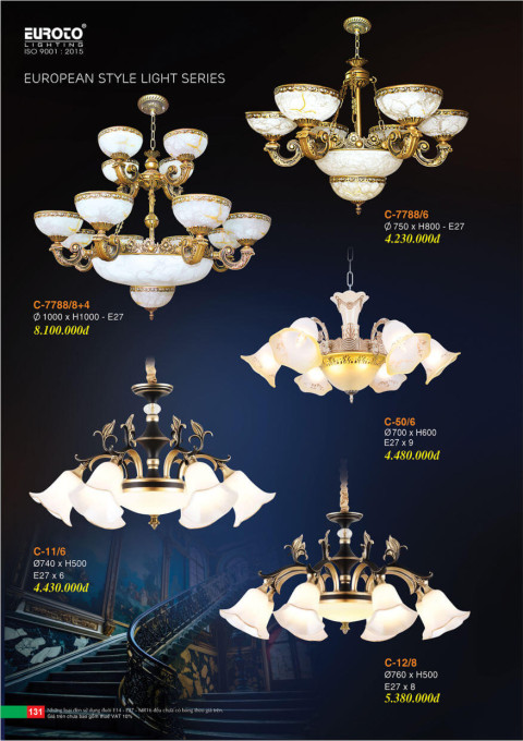 Đèn chùm Euroto C-7788/6, C-7788/8+4, C-50/6, C-11/6, C-12/8