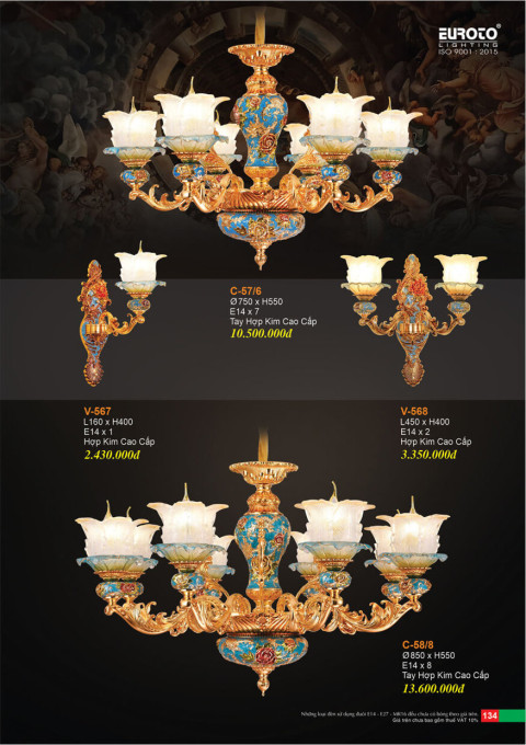 Đèn chùm Euroto C-57/6, C-58/8, V-567, V-568