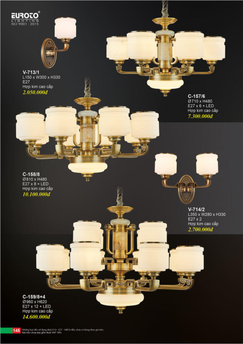 Đèn chùm Euroto C-157/6, C-158/8, C-159/8+4, V-713/1, V-714/2