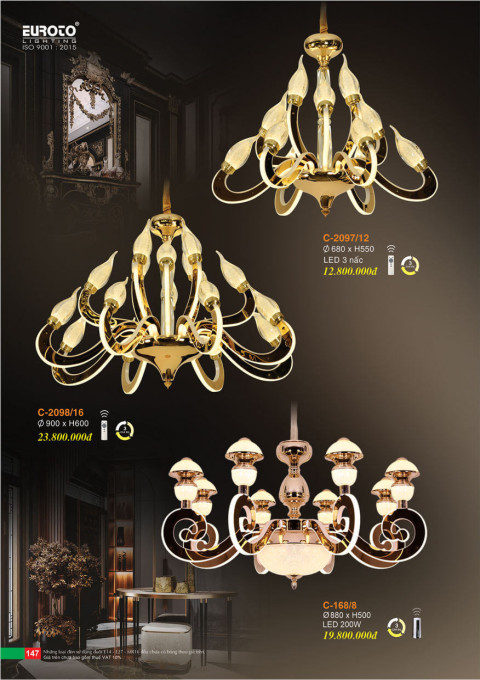 Đèn chùm Euroto C-2097/12, C-2098/16, C-168/8